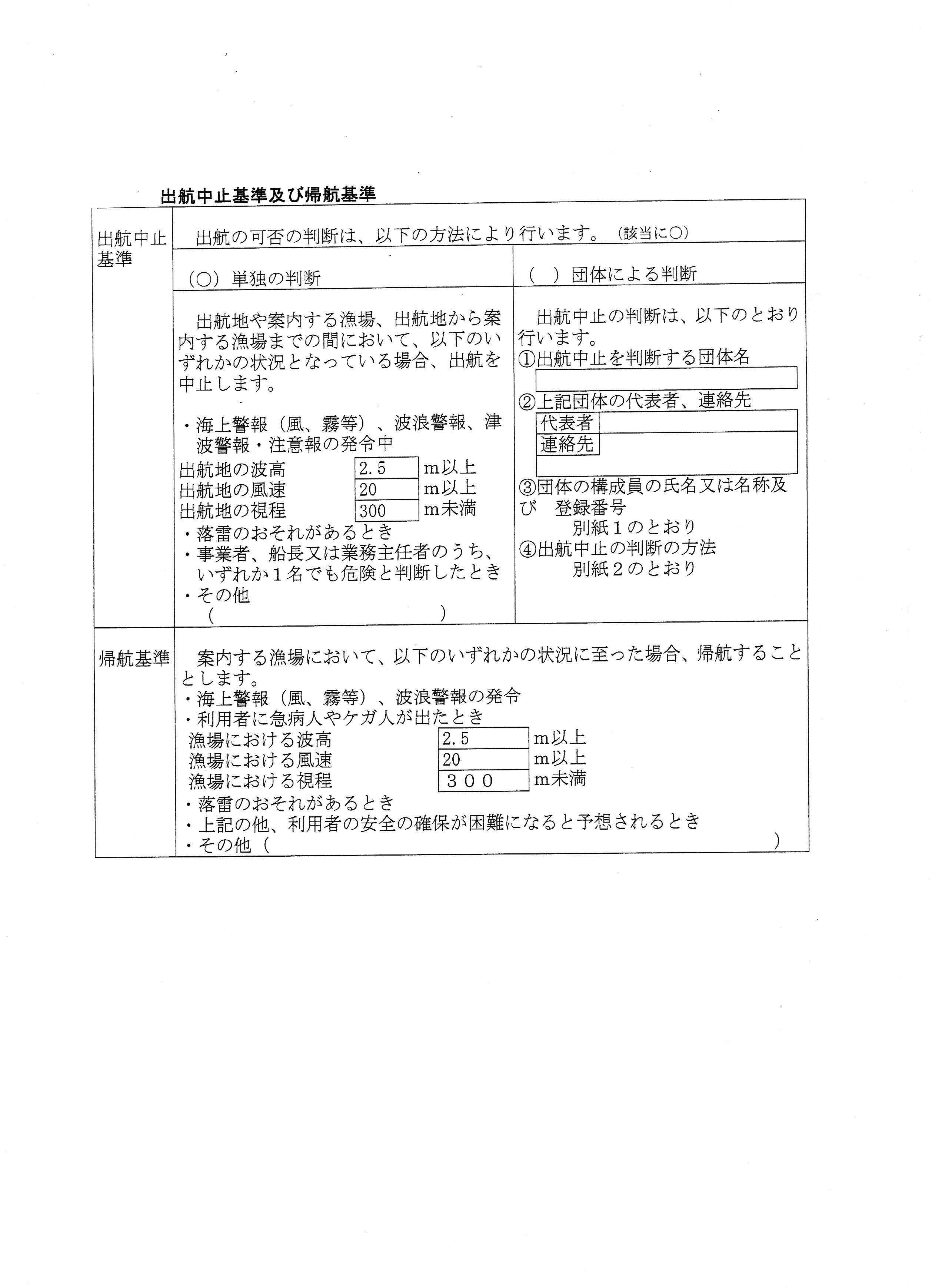 遊漁船業者登録票4